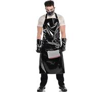 amscan - Ensemble de costume de bataille 4 pièces noir laqué tablier, masque facial et 1 paire de gants pour carnaval et Halloween