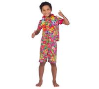 amscan - Ensemble de fleurs hawaïennes pour garçon - Rose, noir ou bleu - Âge : 4-12 ans, rose, 6-8 ans
