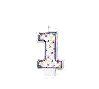 Amscan Europe Gmbh Bougie Chiffre 1 Pois Multicolores 7,6 Cm