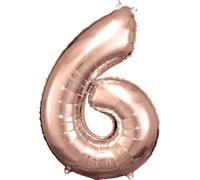 Amscan Europe GmbH Grand nombre 6 Or rose Ballon de baudruche N34 55 cm x 88 cm BALLON DE FOLIE
