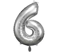 Amscan Foil Balloon Numéro 6 Junior 55 X 88 Cm Argent