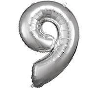 Amscan Foil Balloon Numéro 9 Junior 63 X 86 Cm Argent