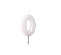 Amscan gâteau bougie pailletée numéro 0 cire 6,5 cm blanc Wit