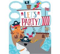 Amscan - Gaufrage à chaud - Invitations "Ahoy", 1er anniversaire pack de 8 - Papier SG28089 (taille unique) (Coloré)