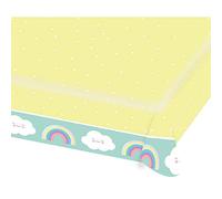 amscan Generique - Nappe en Papier Petit Nuage Menthe et Jaune 115 x 175 cm