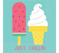 Amscan - Glace - Serviettes "Just Chillin'", été pack de 16 - 2 plis, papier de soie SG26187 (taille unique) (bleu/coloré)
