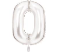Amscan Grand nombre 0 Silk Lustre blanc Ballon en plastique N34 emballé 86 cm