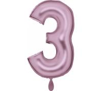 Amscan Grand nombre 3 Silk Lustre rose pastel Ballon en plastique N34 emballé 86 cm