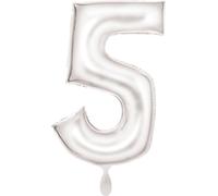 Amscan Grand nombre 5 Silk Lustre blanc Ballon en plastique N34 emballé 86 cm
