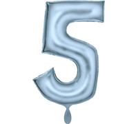 Amscan Grand nombre 5 Silk Lustre bleu pastel Ballon en plastique N34 emballé 86 cm