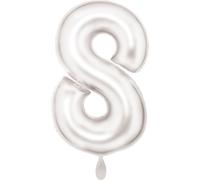 Amscan Grand nombre 8 Silk Lustre blanc Ballon en plastique N34 emballé 86 cm