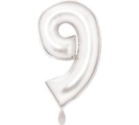 Amscan Grand nombre 9 Silk Lustre blanc Ballon en plastique N34 emballé 86 cm