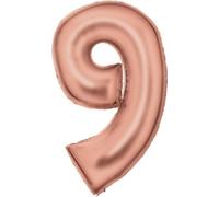 Amscan Grand nombre 9 Silk Lustre or rose Ballon en plastique N34 emballé 86 cm