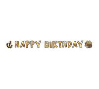 amscan- Guirlande Happy Birthday, 10206927, Doré/Noir