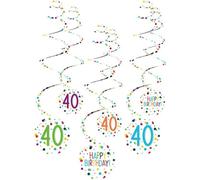 amscan guirlandes spiralées 40 confetti anniversaire 61 cm papier 6 pièces