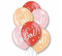 amscan- Heart,Stars RTL BALLN pk6 27cm It's a Girl, 9912762, Multicolore