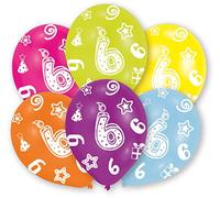 Amscan INT995661 - Lot de 6 Ballons en Latex - Bougie d'anniversaire 6 Ans - Environ 27 cm