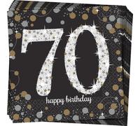 serviettes 70 ans 33 x 33 cm 16 pièces or/argent