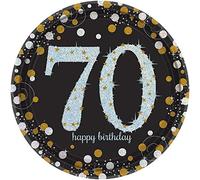 Amscan International 9901714 Doré Celebration 70ème Prismatic Assiettes en Papier 23 cm