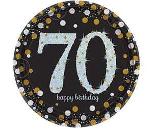 Amscan International 9901714 Doré Celebration 70ème Prismatic Assiettes en Papier 23 cm