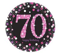 Amscan International 9901746 Rose Celebration 70ème Prismatic Assiettes en Papier 23 cm