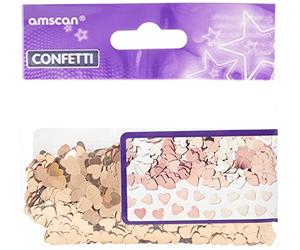 Amscan International 9903474 Confettis en forme de cœur imprimé en relief Or rose 14 g