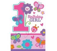 Amscan invitations avec enveloppe 1 an anniversaire filles 8 pièces Multicolor G