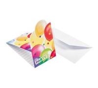 Amscan invitations avec enveloppe Balloons14,2 cm blanche 8 pièces Wit