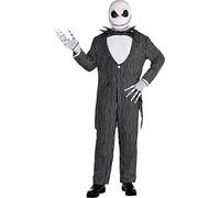 Amscan Jack Skellington Costume pour adulte, Disney, l'étrange Noël de monsieur Jack Skellington, Plus (58-60), avec accessoires