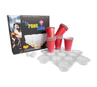 Amscan - Jeu à Boire Bierpong, 22 gobelets, 4 balles, 2 Plateaux, Jeux de Boisson, Jeu de fête
