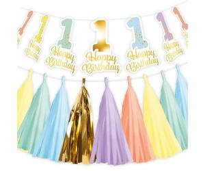 Amscan Kit de décoration pour premier anniversaire - Pompons et bannière