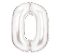 Amscan Large Number 0 Silk Lustre White Foil Balloon N34 Packaged 86 cm
