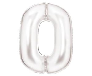 Amscan Large Number 0 Silk Lustre White Foil Balloon N34 Packaged 86 cm
