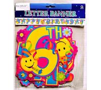 Amscan - Lettre - Drapeau, 6e anniversaire SG32975 (taille unique) (jaune/rose/bleu)