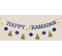 Amscan - Lettre - Drapeau "Happy Ramadan" - Film plastique, papier SG38467 (taille unique) (bleu/or)