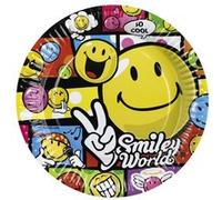 Amscan - Lot 8 Assiettes en carton Smiley Comic 23cm G