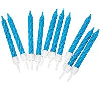 Amscan Lot de 10 Bougies d'anniversaire Brillantes avec Supports Bleu