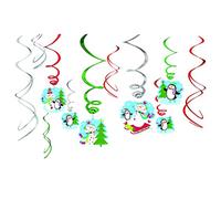 décoration suspendue Bonhomme de neige en papier d'aluminium vert/rouge 12 pièces