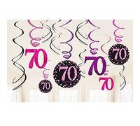 Amscan Lot de 12 guirlandes en spirale pour 70e anniversaire - Rose