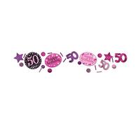 amscan-Lot de 3 confettis roses pailletés pour 50e anniversaire - 34 g - 1 pièce, 10022757, 50