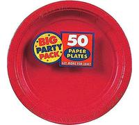 amscan Lot de 50 assiettes à déjeuner - 22,9 cm - Rouge pomme