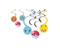 amscan- Lot de 6 décorations à Suspendre sous Licence Officielle Pokémon, 9917110, Multicolore