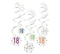 amscan Lot de 6 guirlandes spiralées 18 confettis anniversaire 61 cm papier