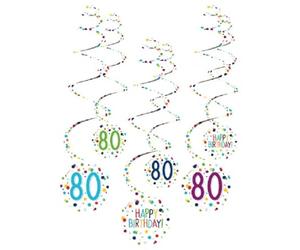 amscan Lot de 6 guirlandes spirales 80 confettis d'anniversaire 61 cm