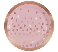 amscan Lot de 8 assiettes rondes en papier rose doré 23 cm