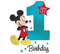 amscan Lot de 8 cartes d'invitation Disney Baby Mickey pour 1er anniversaire Bleu 20,3 x 15,2 cm