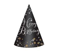 amscan Lot de 8 chapeaux coniques en papier étincelants pour fête d'anniversaire