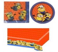 AMSCAN - Lot MINIONS : 20 Serviettes + 8 Assiettes + 1 Nappe plastifiée G