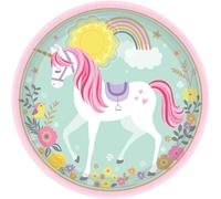 Amscan "Magical Unicorn" 8 assiettes en carton licorne Ø 22,8 cm - 551929 | Décorations de fête pour enfants