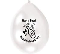 Amscan - Manches ballon "Pearl Anniversary", latex Lot de 10 SG34406 (taille unique) (Blanc)